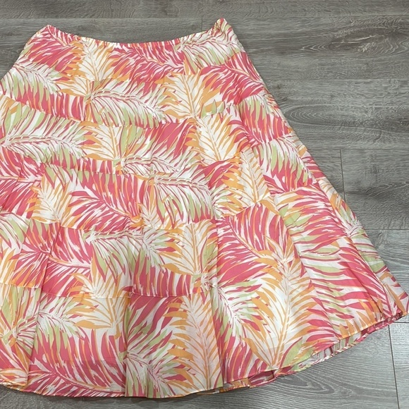 Ruby Rd. Woman A-Line Maxi Tiered Pull On Skirt Palm Fronds 24W - Picture 9 of 14